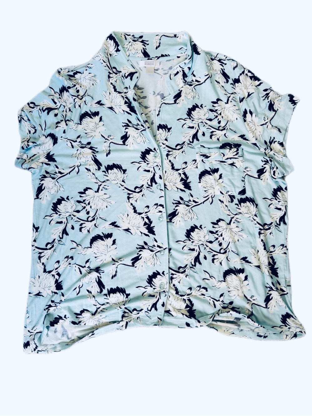 Nordstrom Light Blue Floral Button-Front Pajama Top